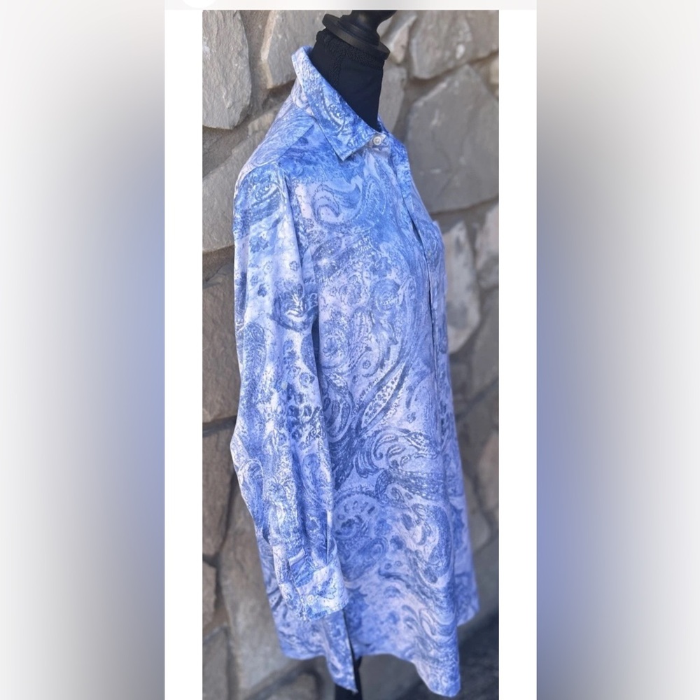 Ralph Lauren Blue Paisley Night Shirt Small Embroidered Logo Womens Preppy - Picture 2 of 7
